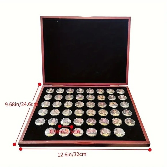 U.S. United States Presidential Dollar Coin Complete Set Wood Box 46 coins - Picture 3 of 3